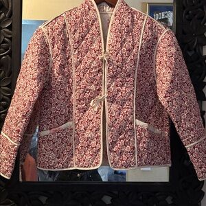 Floral Quilted Jacket in Pink and White